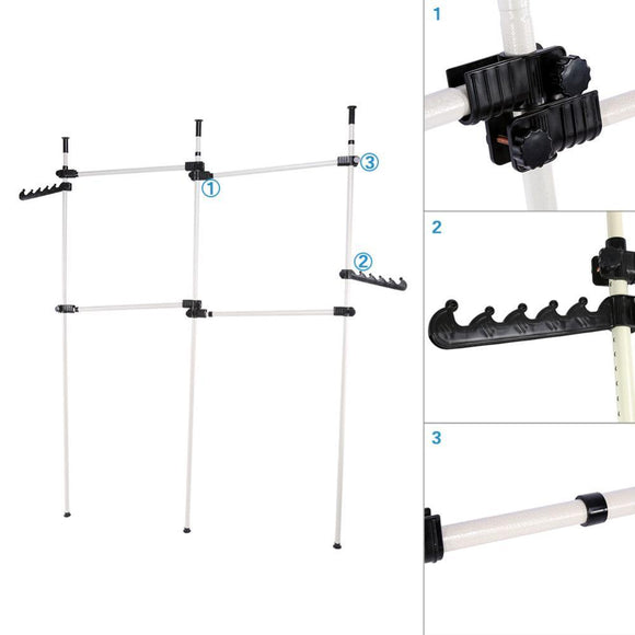 2 4 Poles Heavy-Duty Adjustable Hanger Clothes