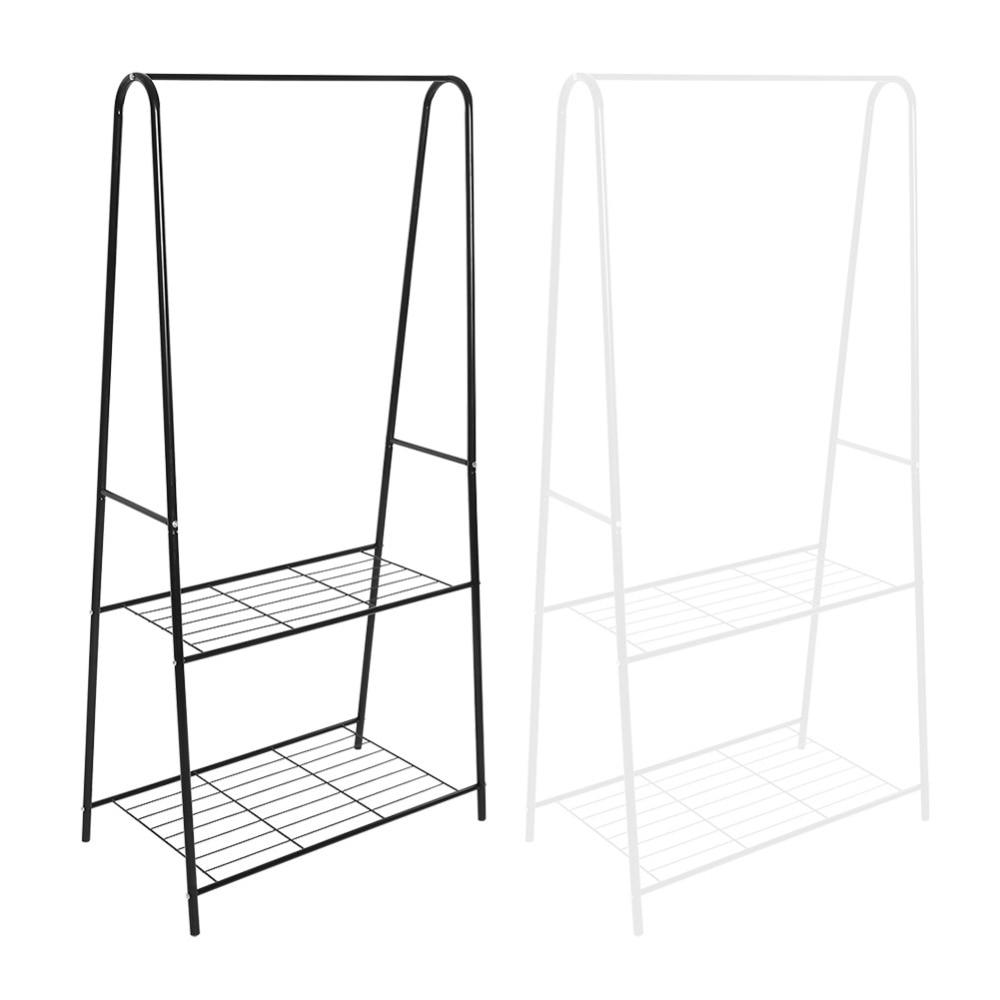 2 Tier Garment Rack Clothes Storage Organization Drying Hanging Portable Wardrobe Bottom Storage Organizer