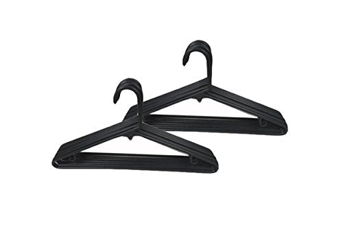 Set of 16 Plastic Lightweight Tubular Adult Cloth Hanger Black