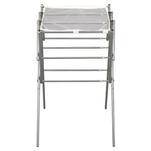 Household Essentials 5127 Collapsible Expandable Metal Clothes Drying Rack - Dry Wet Laundry Indoors - Satin Silver