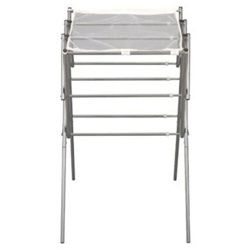 Household Essentials 5127 Collapsible Expandable Metal Clothes Drying Rack - Dry Wet Laundry Indoors - Satin Silver
