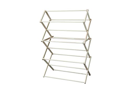 Peaceful Classics Amish Craftsman Foldable Wooden Clothes Drying Rack, Handmade Collapsible Racks for Hanging Laundry, Wash Cloths, or Towels (Large)
