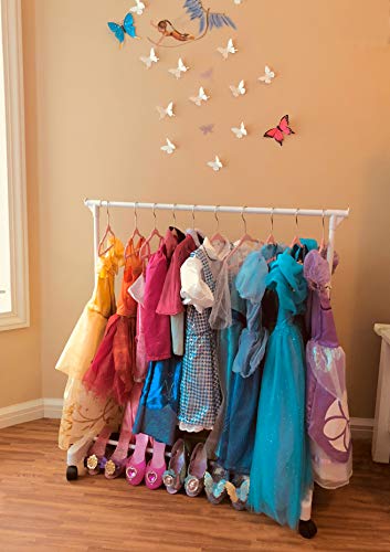 Boottique Child Garment Rack- Kids Closet Organizer- with 10 Children's Velvet Hangers (Rack with 10 Pink Velvet Hangers)