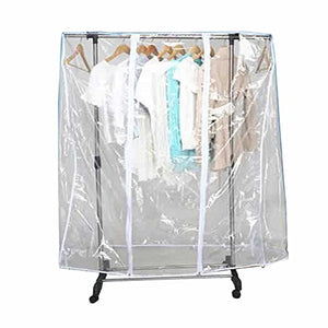 59" L Clear Transparent Clothing Rack Cover Dustproof Garment Shoulder Rack Covers Home Bedroom Clothing Dustproof Waterproof Protector with Durable Zipper and Roomy Pocket (M:59x20x52 inch)