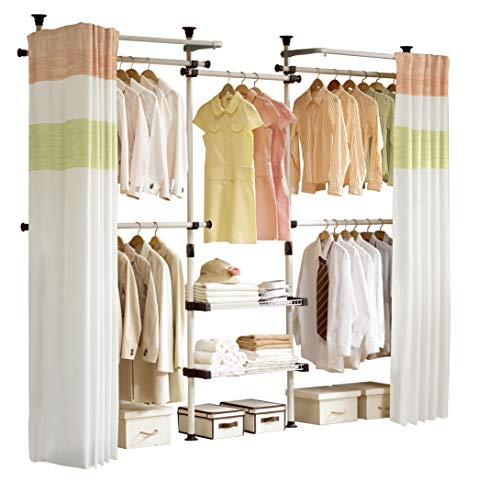 PRINCE HANGER | Deluxe 4 Tier & Shelf Hanger with Curtain | Clothing Rack | Closet Organizer | PHUS-0061