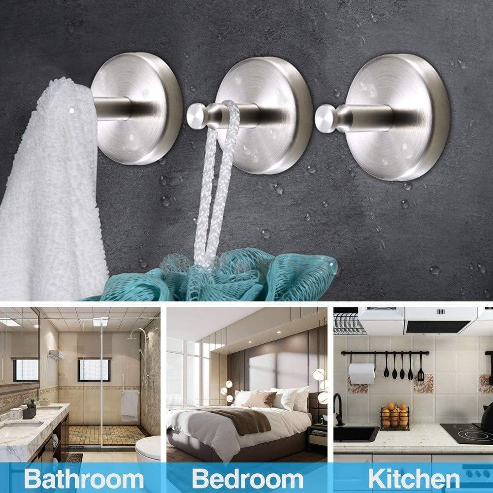 Best seller emisk 2 pack wall hooks holder heavy duty drill hooks sus 304 stainless steel strong hook hanger for robe coat towel keys bags bedroom kitchen bathroom and garage
