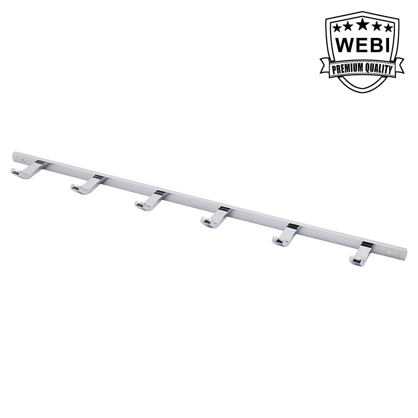 6 Hooks, WEBI Sturdy Brass Coat Robe Hat Clothes Hook Wall Mount Hanger Towel Rack,Chrome Plated