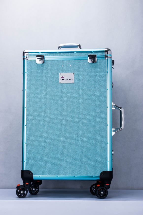 Ice Blue DivaDolly with Silver Trim | Rolling Dance Bag Alternative with a Wardrobe Rack