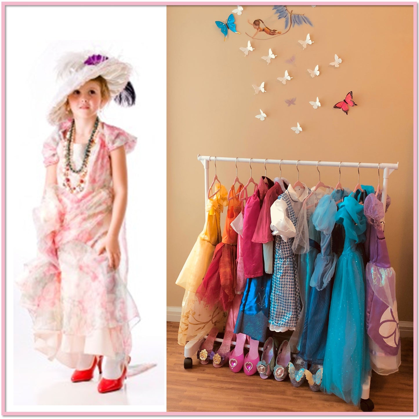 Children's Garment Rack™ - New Rolling Feature (Includes 10 Velvet Hangers) - Boottique