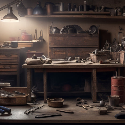 A messy workbench with scattered hand tools, wrenches, and pliers, alongside a clean and organized toolbox with neatly arranged precision tools, against a background of a partially renovated room.