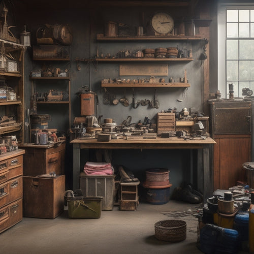 A cluttered workshop with scattered tools, cords, and materials contrasts with a tidy, organized space featuring a dedicated tool storage system, with neatly labeled drawers and compartments.