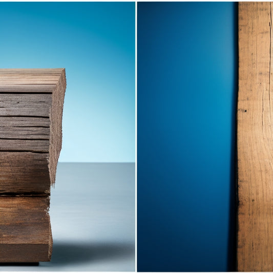 A split-screen image: a cracked, worn-out wooden beam on one side, and a sturdy, foam-filled beam with a smooth, even surface on the other, set against a subtle, gradient blue background.