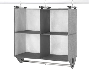 Whitmor 4 Section Fabric Closet Organizer Shelving with Built In Chrome Garment Rod $16.21