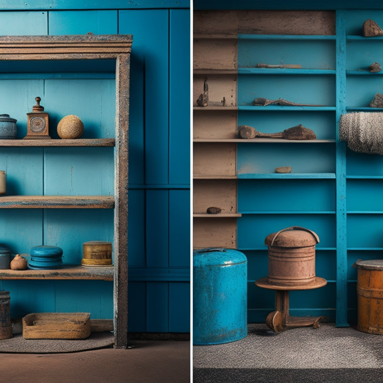 A split-screen image featuring a distressed wall with a heavy shelf collapsing on one side, and a sturdy wall anchor holding a similar shelf on the other, with various anchor types scattered in the background.