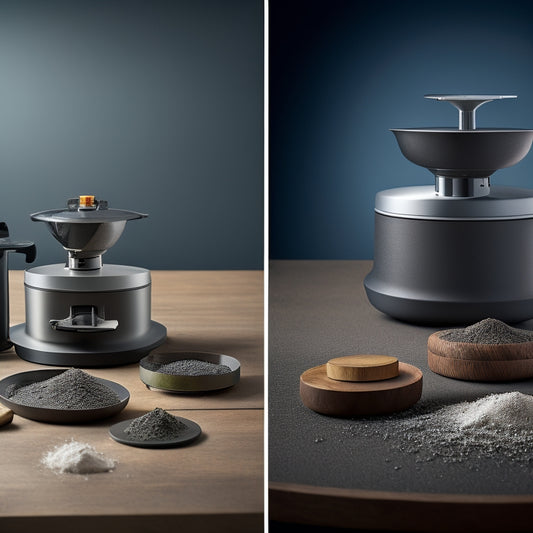 A split-screen image featuring three high-quality grinders with varying handle styles and disc sizes on a clean, gray background, surrounded by subtle renovation tools and materials.
