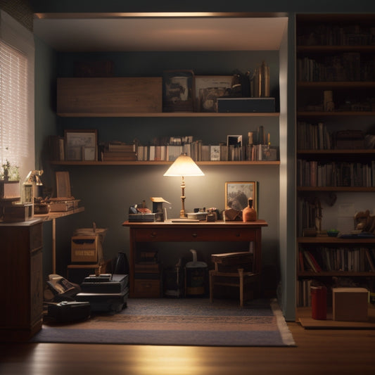 A cluttered, dimly lit room with uneven floorboards and a leaning bookshelf, contrasted with a bright, organized space featuring a spirit level, laser level, and a perfectly aligned shelf.