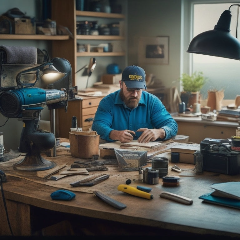 A cluttered workspace with a person holding a regular hammer, versus a tidy space with a person holding an ergonomic hammer, highlighting the comfort and efficiency difference.
