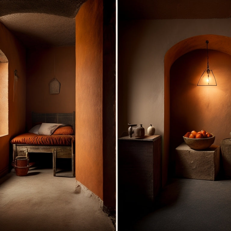 A dimly lit, partially renovated room with exposed plaster walls, featuring a section with a smooth, Venetian-polished finish, another with a textured, orange-peel effect, and a third with a rustic, handmade look.