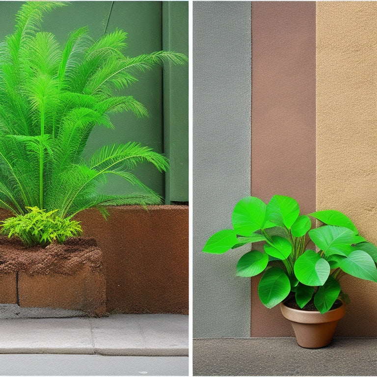 A split-screen image featuring a cinder block wall with a cracked and faded finish on one side, and a revitalized wall with a lush green plant growing in front of it on the other, sealed with a natural, earthy-toned coating.