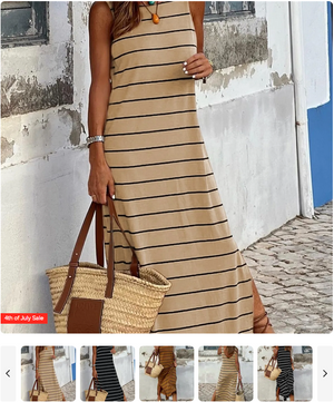 Sleeveless Striped Maxi Dress for $27.99 (was $65.99).