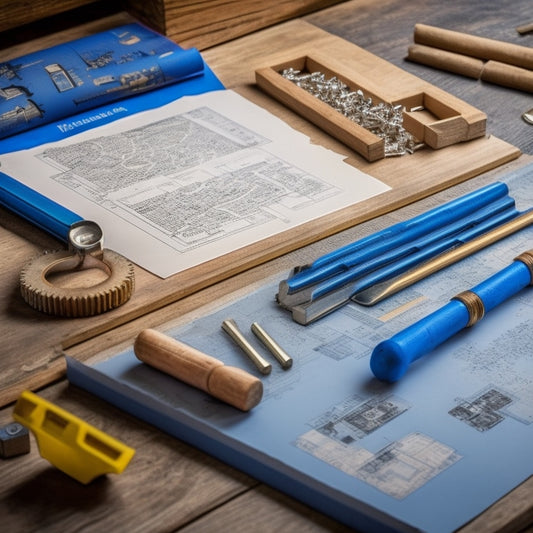 An illustration of three identical blueprints on a wooden table, each with a different manufacturer's logo (e.g., hammer, wrench, and gear) and varying levels of puzzle pieces fitted together, surrounded by scattered tools and papers.