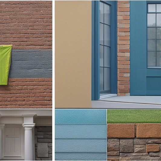An image depicting a renovated exterior wall with various weather-resistant sealing methods, including silicone caulk, polyurethane foam, and weatherstripping, with a subtle background of rain or mist.