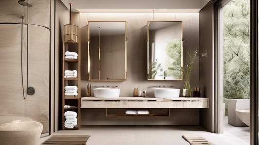 **DALL-E Prompt:**

A visually stunning bathroom featuring an innovative towel storage solution. Include a variety of towels, such as bath sheets, hand towels, and washcloths, cleverly stored in an or