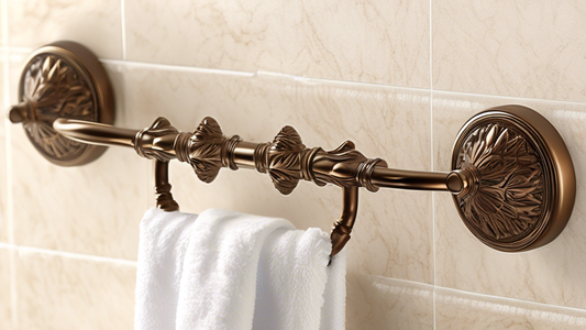 Sure, here is a DALL-E prompt for an image that relates to the article title Bronze Towel Holder: Enhance Bathroom Beauty and Functionality:

**A luxurious bathroom with a bronze towel holder that has