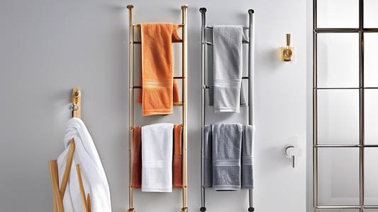 A collection of unique and innovative towel holder designs for bathrooms, showcasing various materials, shapes, and styles, providing both functionality and aesthetic appeal.