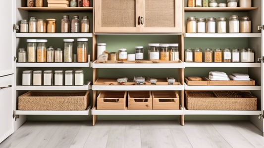 A Pull Out Pantry Shelf organization system with baskets, drawers, and shelves that maximize storage and accessibility