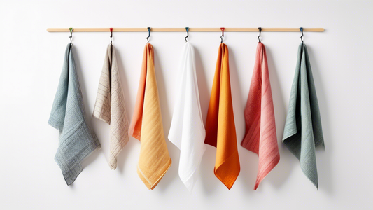 An assortment of tea towel hangers, arranged on a white background, photographed from above