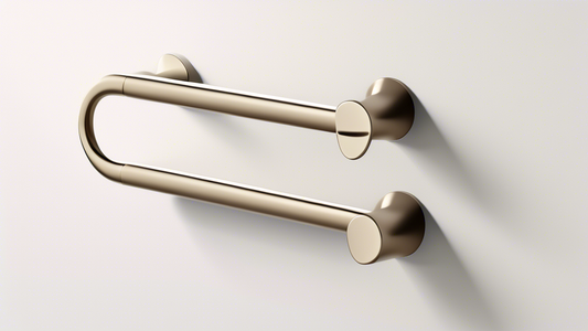 Generate an image of a stylish and functional kitchen towel hook. The hook should be made of high-quality materials, such as stainless steel or brass, and should have a modern, minimalist design. The 