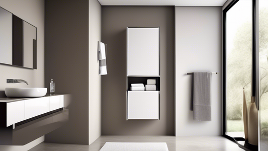 A stylish bathroom wall cabinet with integrated towel bars in a modern, elegant setting. The cabinet should have a sleek and minimalist design, with clean lines and a glossy finish. The towel bars sho