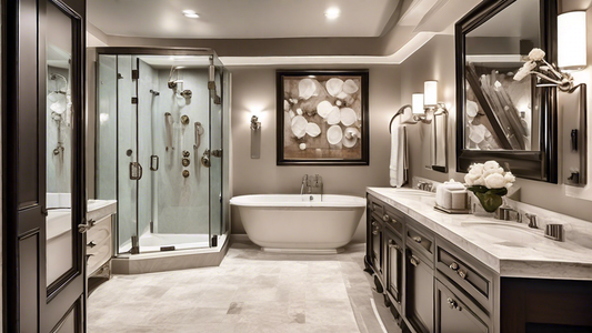 An elegant bathroom with multiple towel holders installed on the walls and doors, showcasing various designs and finishes to accommodate different towel sizes and styles, ensuring easy access and orga