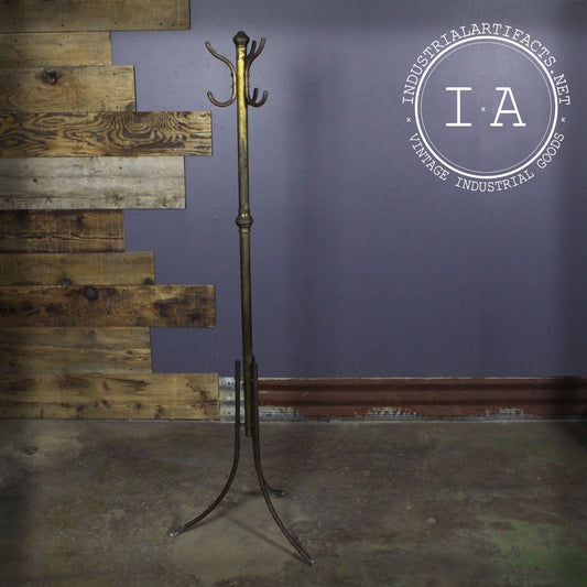 Vintage Industrial Brass Garment Rack Hall Tree