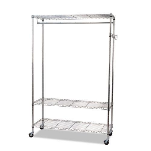 Alera® Wire Shelving Garment Rack, Coat Rack, Stand Alone Rack w/Casters, Silver