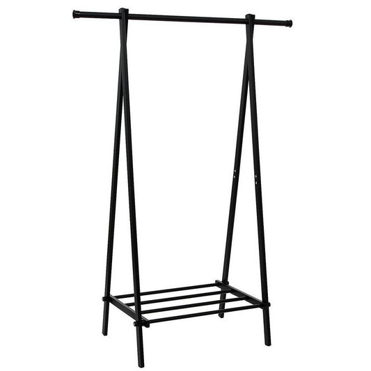 One-tier Garment Rack Metal Clothes Coat Shoe Storage Shelf Black