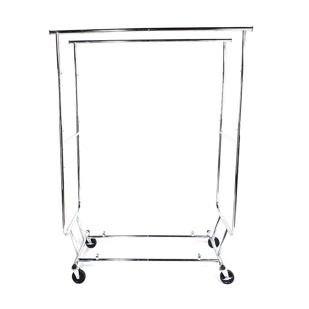 Heavy Duty Steel Double-bar Garment Rack Hanger Silver