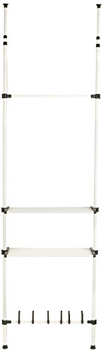 Mind Reader Clothing Garment Rack and Shoes Rack, 2 Shelves Organizer, Commerical, White