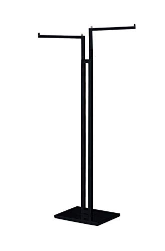 sswbasicsllc Black 2-Way Clothing Rack with Black Straight Arms and Chrome Accents