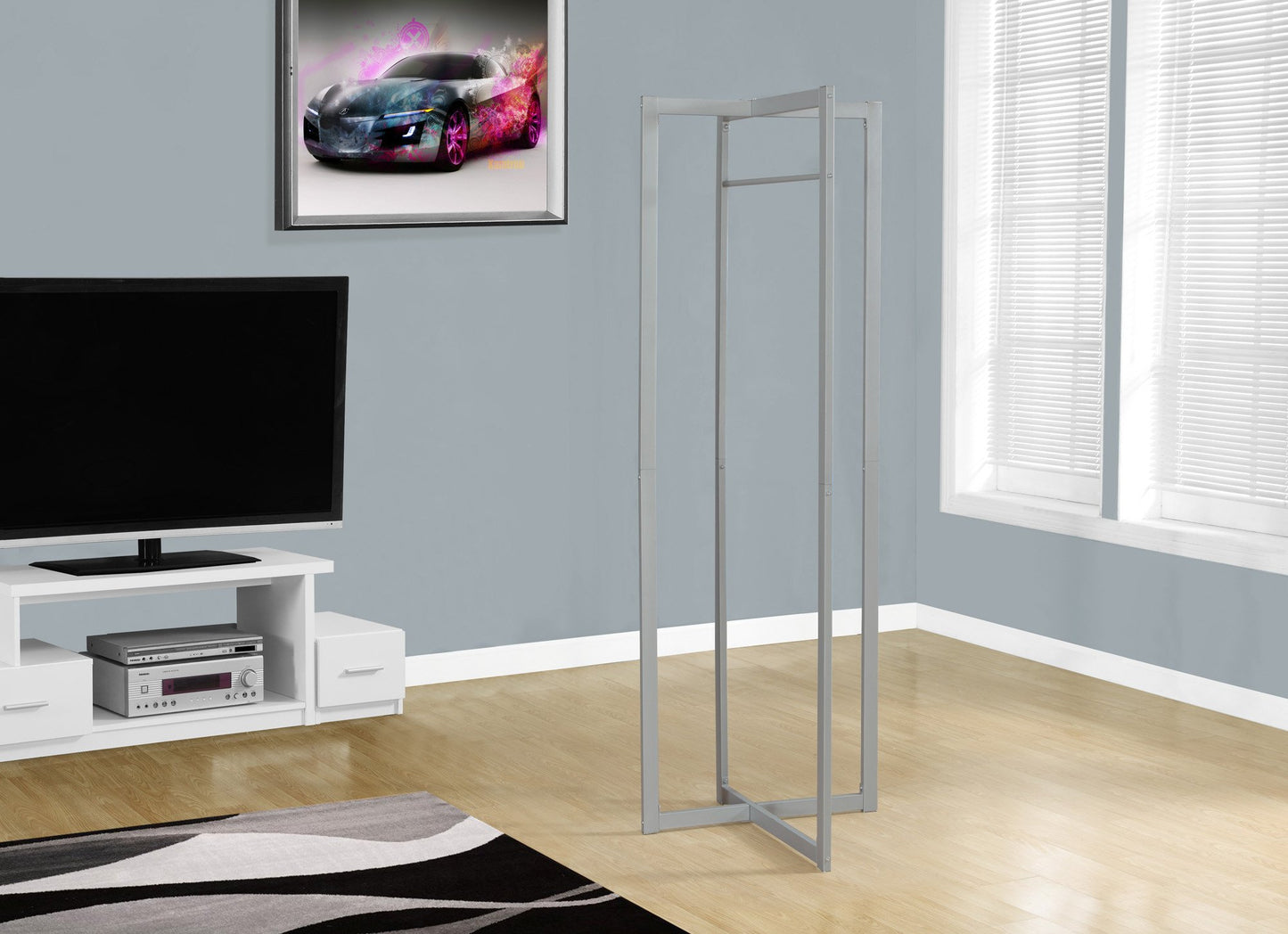 72"H SILVER METAL COAT RACK