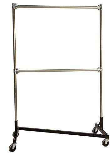 48 in. Heavy Duty Z-Rack Garment Rack w Double Rail in Black