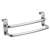 Top binovery metal modern kitchen over cabinet double towel bar rack hang on inside or outside of doors storage and organization for hand dish tea towels 9 75 wide 2 pack silver