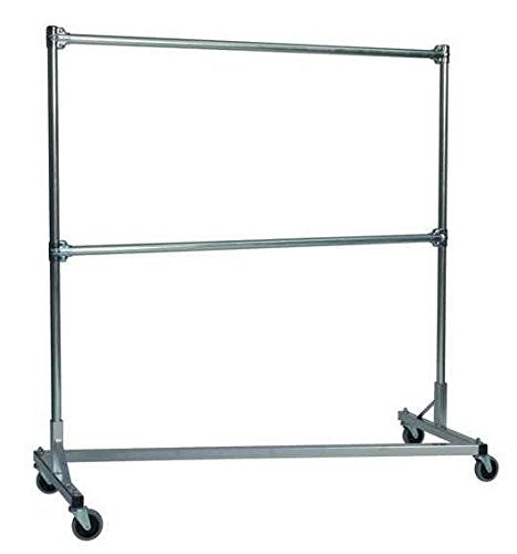 Heavy Duty Z-Rack Garment Rack w 5 ft. Double Rail in Silver