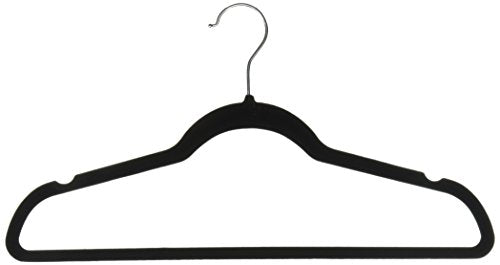 PEP-STEP Velvet Hangers Non-Slip Flocked Clothes Hangers [25 Pack] Ultra Thin Space Saving Design for Men and Women Dress Suit - 360 Degree Swivel Hook - Heavy Duty Construction with - Black