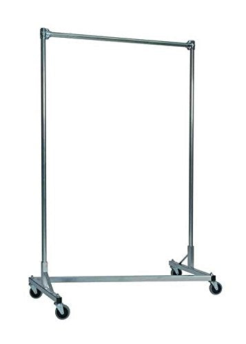 Heavy Duty Z-Rack Garment Rack w 48 in. Single Rail in Silver