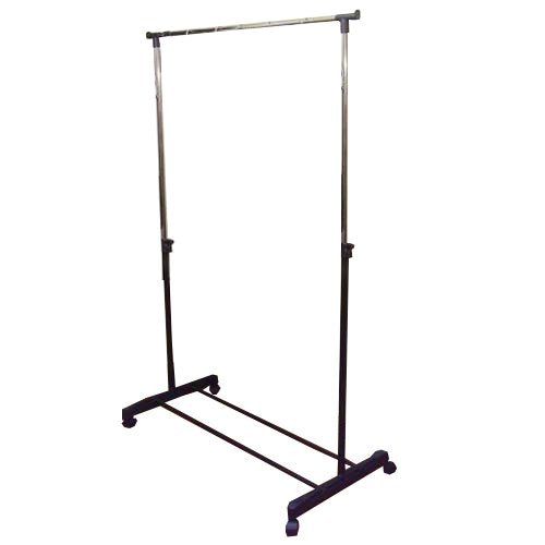 JVL Adjustable Garment Rack Clothing Rail with Wheels, Metal, Black