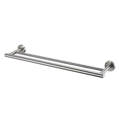 Latest kozanay double towel bar bathroom shower organization bath dual towel hanger holder