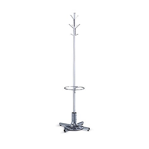 Safco Products Costumer Coat Rack Tree with Umbrella Stand, Chrome