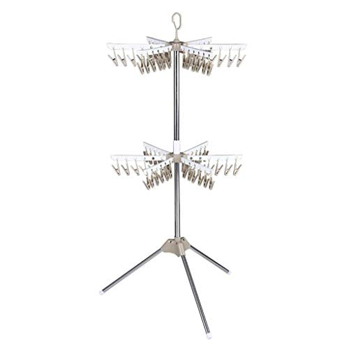 LE Stainless Steel Clothes Hanger Balcony Stainless Steel Baby Clothes Hanger Multi-Folder Hanging Socks Towel Rack Baby Diaper Rack A 140x73cm(55x29inch)